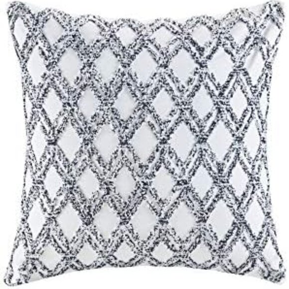 Ink + Ivy Other - INK+IVY Riko Mid Century Modern Cotton Square Pillow in Diamond Navy/White New